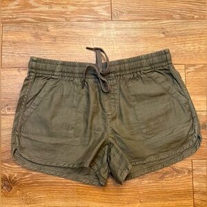 Normcore Olive Green Linen Shorts